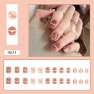 24Pcs Fake False  Nails with Designs Press Full Cover #R671