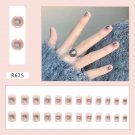 24Pcs Fake False  Nails with Designs Press Full Cover #R675