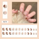 24Pcs Fake False  Nails with Designs Press Full Cover #R679