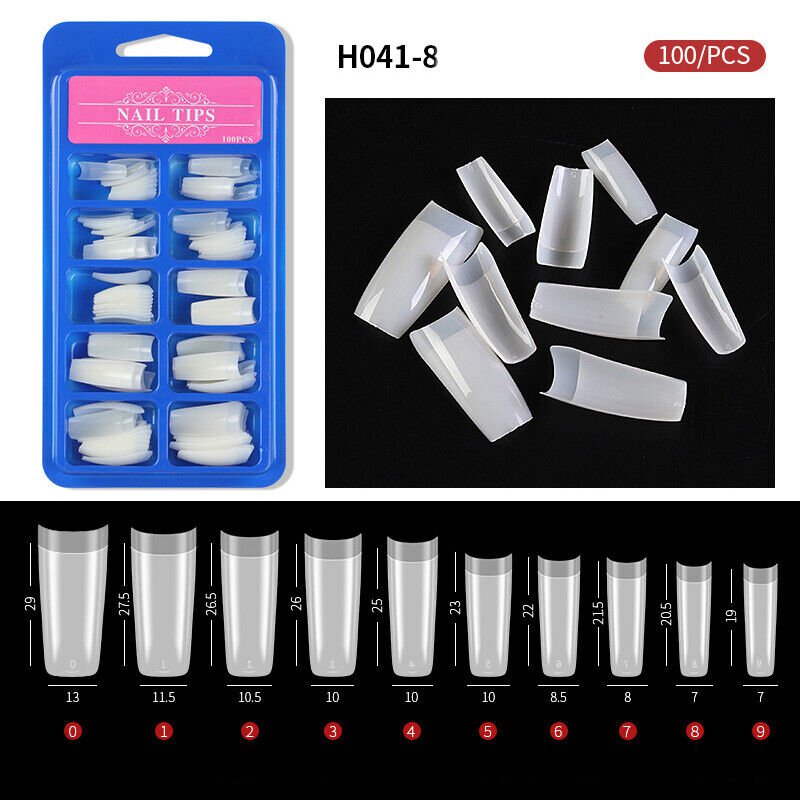 100Pcs Half Full Cover Nails Artificial False Nail Tips Model #8