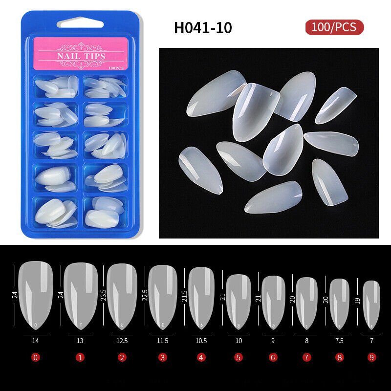 100Pcs Half Full Cover Nails Artificial False Nail Tips Model #10