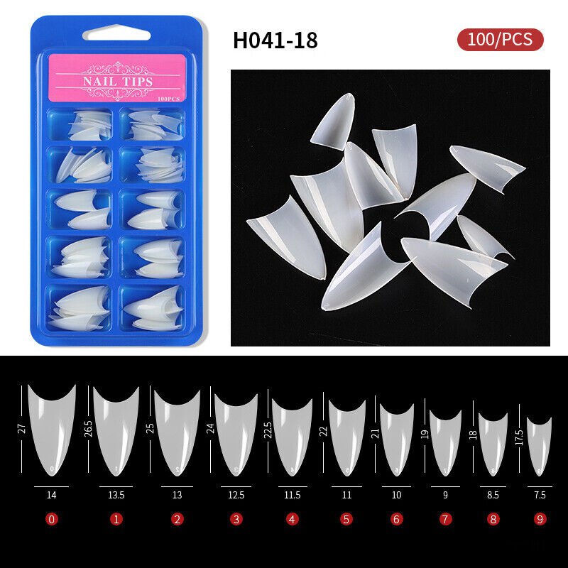 100Pcs Half Full Cover Nails Artificial False Nail Tips Model #18
