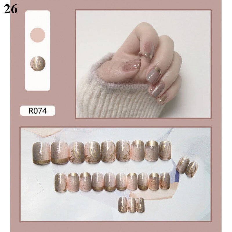 24pcs Short Fake Nails Mode #26 Press on Full Cover False Nails