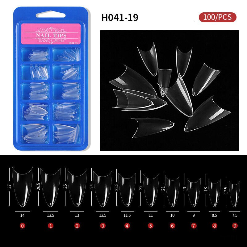 100Pcs HalfFull Cover Nails Artificial False Nail Tips Model #19