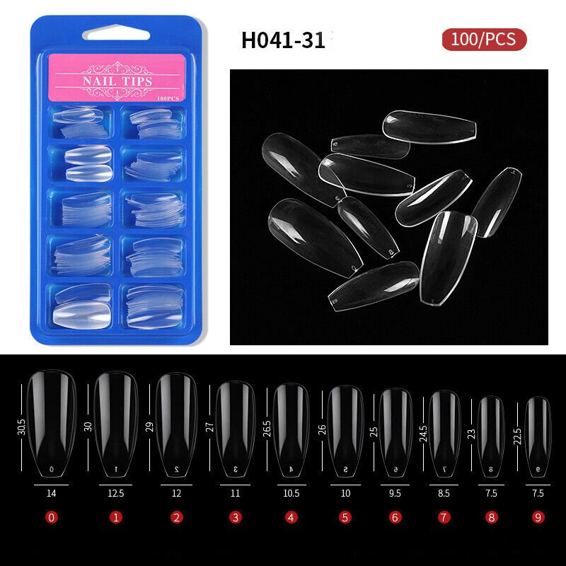 100Pcs HalfFull Cover Nails Artificial False Nail Tips Model #31