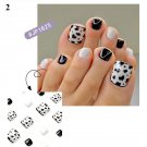 24Pcs Press On Toe False Nails Black Line Glitter Model #02