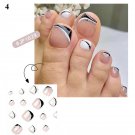 24Pcs Press On Toe False Nails Black Line Glitter Model #04