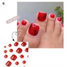 24Pcs Press On Toe False Nails Black Line Glitter Model #06
