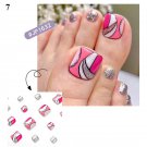 24Pcs Press On Toe False Nails Black Line Glitter Model #07