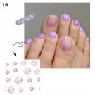 24Pcs Press On Toe False Nails Black Line Glitter Model #10