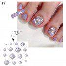 24Pcs Press On Toe False Nails Black Line Glitter Model #17