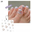 24Pcs Press On Toe False Nails Black Line Glitter Model #19