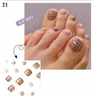 24Pcs Press On Toe False Nails Black Line Glitter Model #21
