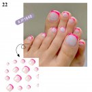 24Pcs Press On Toe False Nails Black Line Glitter Model #22