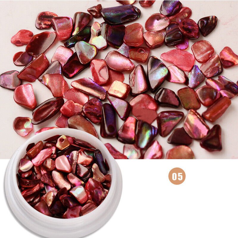 Colorful Shell Fragments Nail Art Decorations Ornaments Red