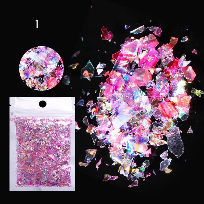 Irregular Candy Paper Nail Flakes Laser Glitter #Color 1