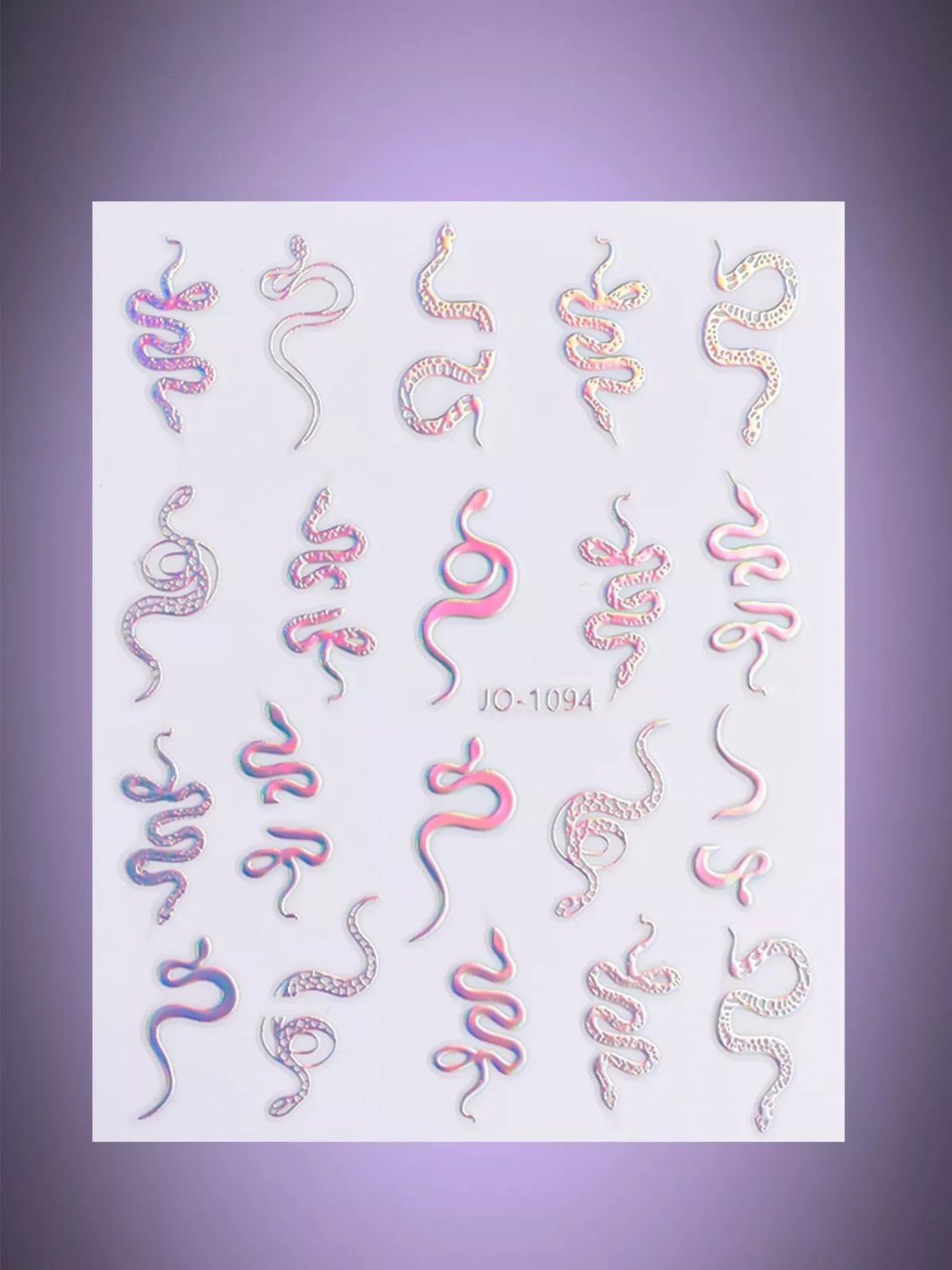 1 sheet Holographic Snake Pattern Nail Art Sticker Nail Decals Nail Decoration