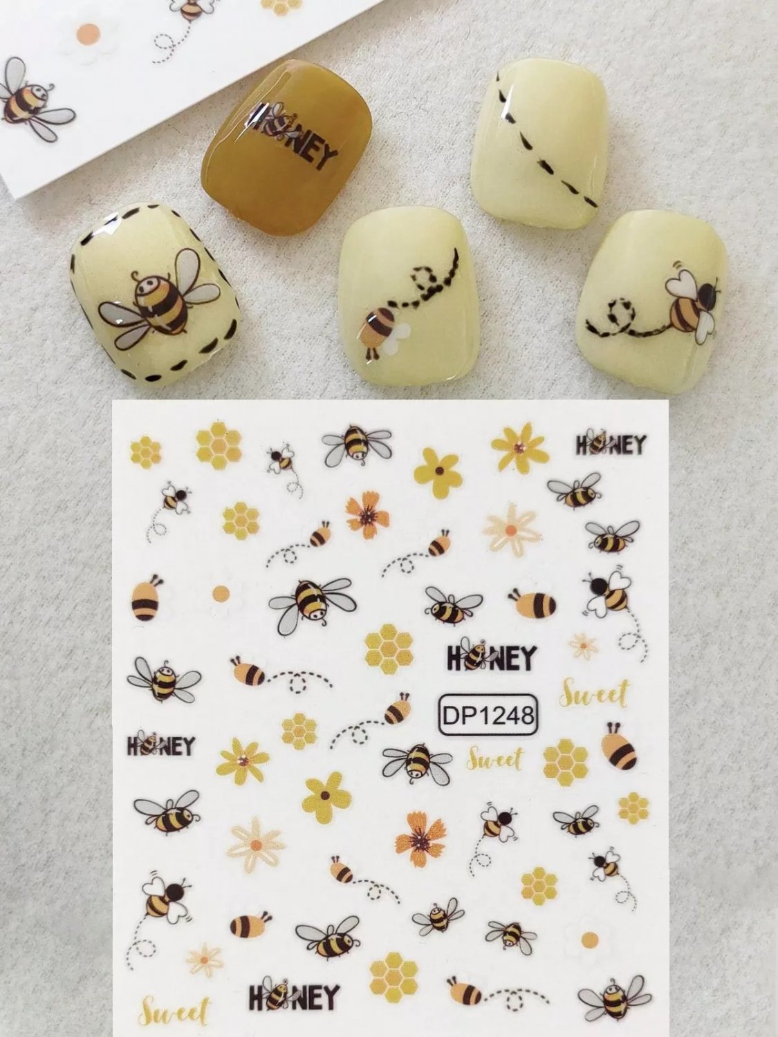 1 Sheet Bee Nail Sticker Bee Animal Self-Adhesive Nail Art Decals For Spring