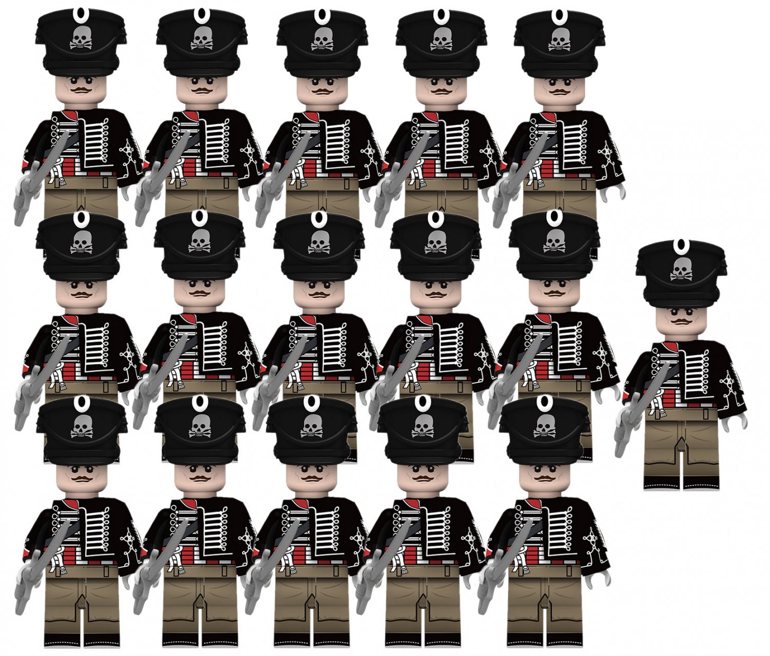 Prussian Skeleton Hussars Infantry 16 Minifigures Set Toys
