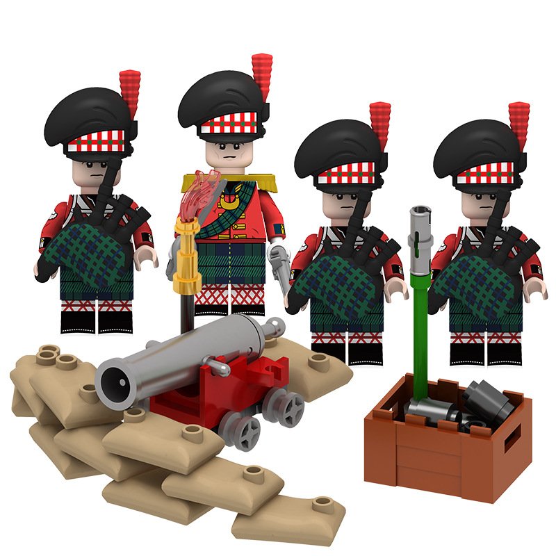 Scottish Bagpiper Minifigures with Weapons and Accessories
