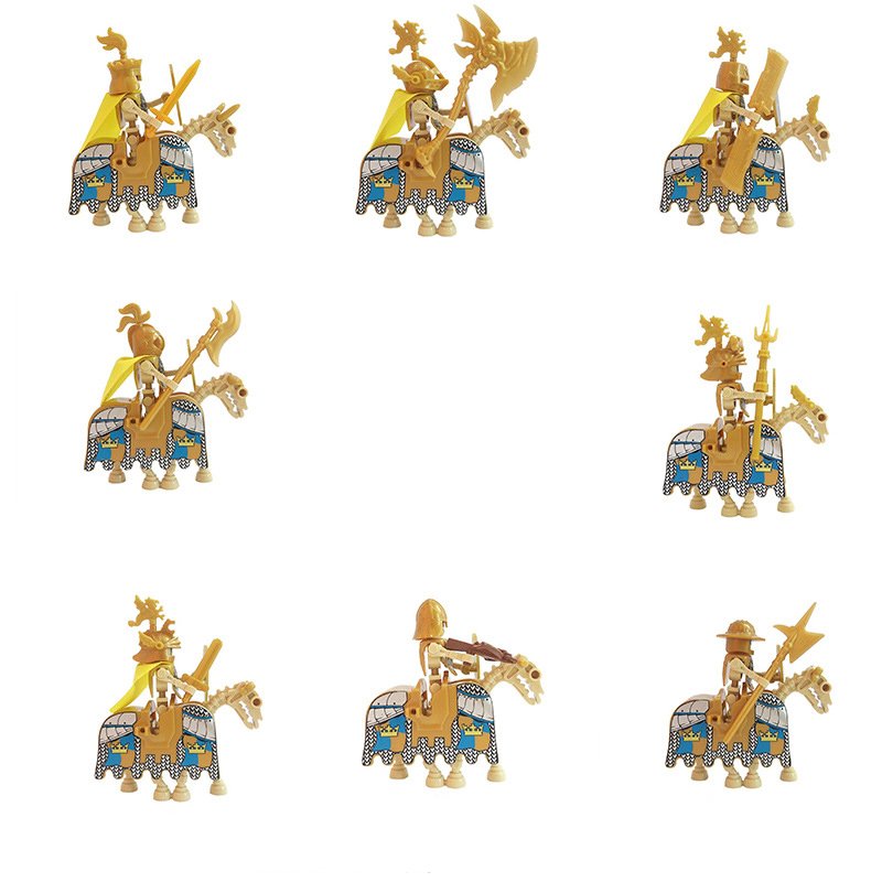 Mounted Skeleton Horses Gold Knights Army Set Minifigures Toys
