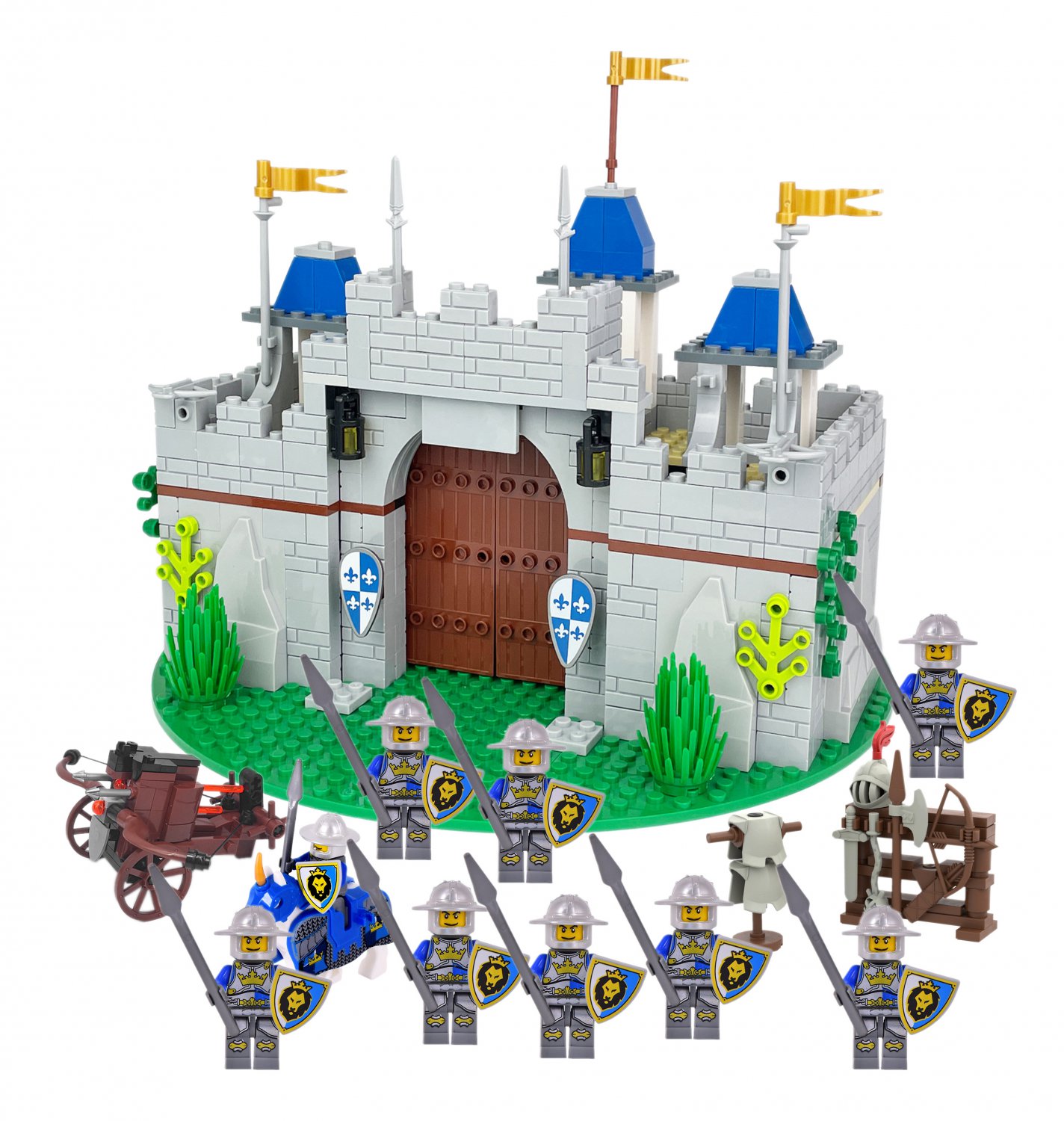 Blue Lion Knights SET C with Castle Custom Minifigure Blocks Toys
