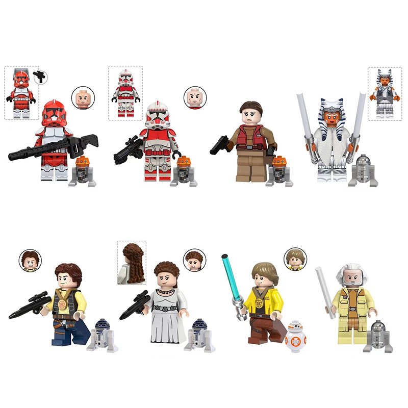 Star Wars Padme Jan Luke Leia Han 8 Custom Minifigure Set