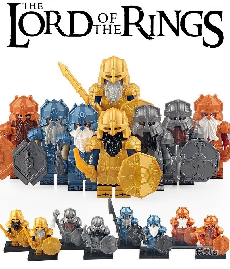 8pcs Erebor Dwarf Warriors Heavy Armor Minifigures The Hobbit Toy Set