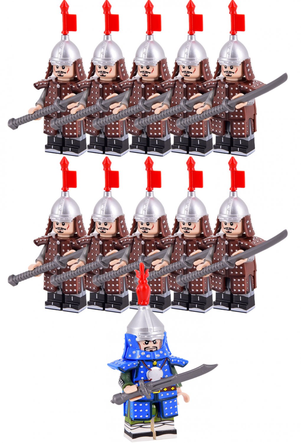 Ancient China Ming Dynasty Falchion Soliders Army Set D 11 Minifigures Lot