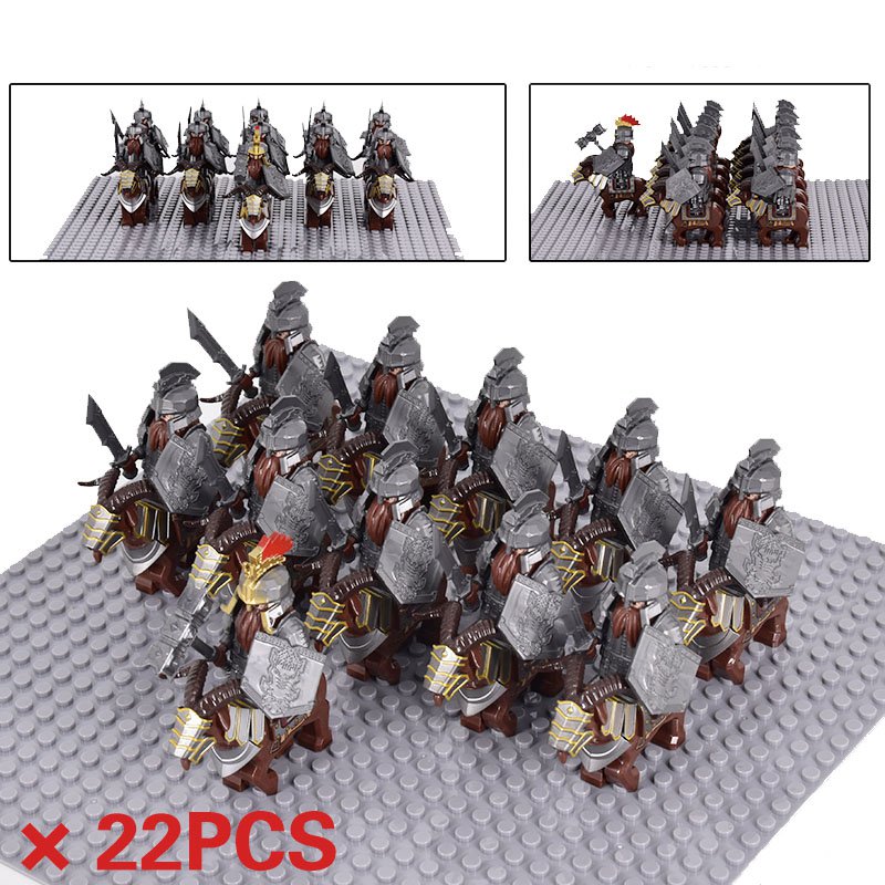 22PCS LOTR Mounted Horned Sheep Dwarf Heavy Longswords Minifigure Set