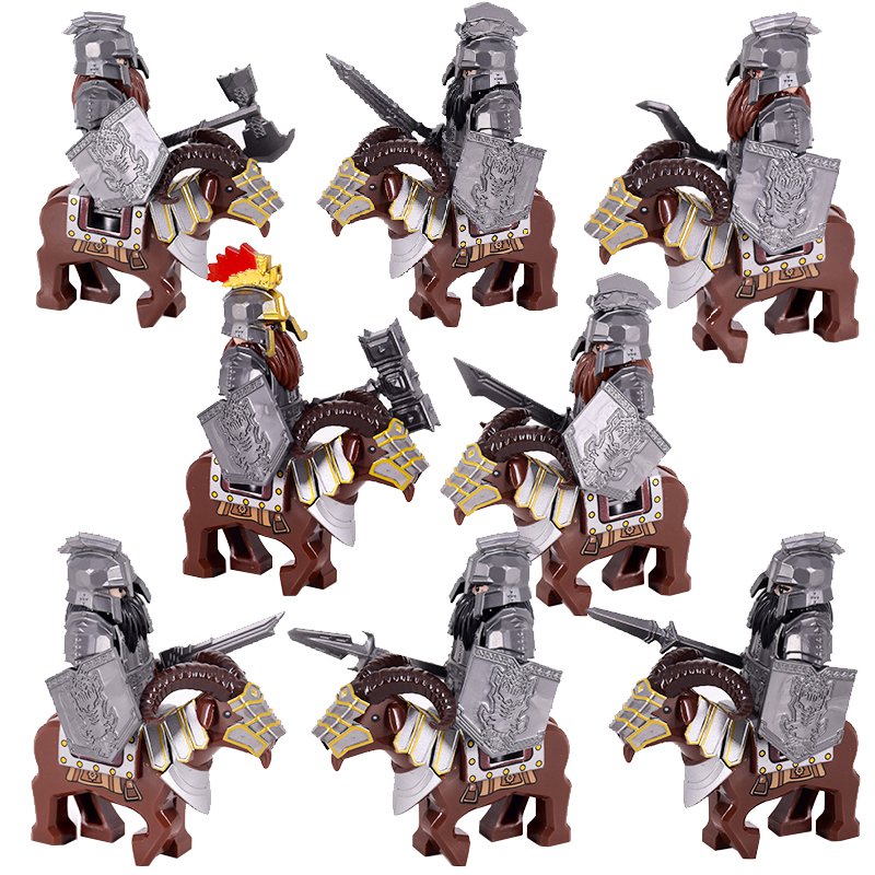 16PCS LOTR Mounted Horned Sheep Dwarf Infantry Assortment Minifigure Set