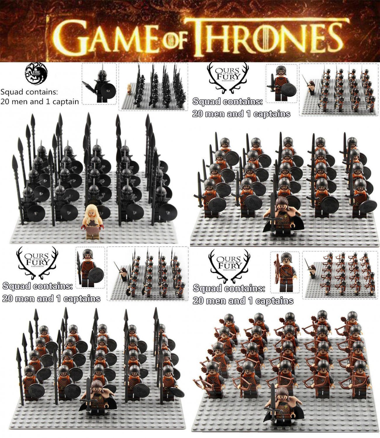 21PCS Game of Thrones Winterfell and Unsullied Minifigure Set