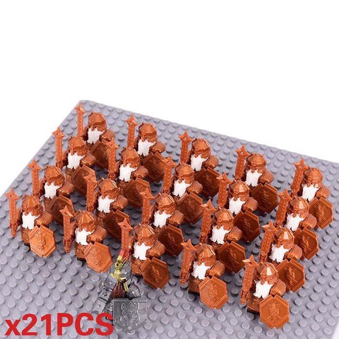 21PCS LOTR Mountain Dwarves Heavy Copper Infantry Minifigure Set A