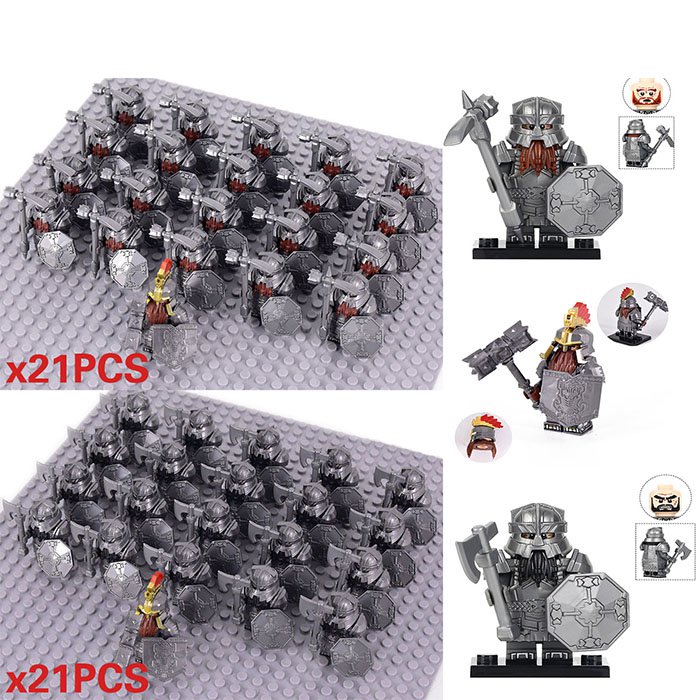 42PCS LOTR Mountain Dwarves Heavy Silver Army Collection Minifigure Set