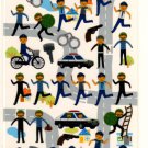 kawaii Q-lia police chase sticker sheet