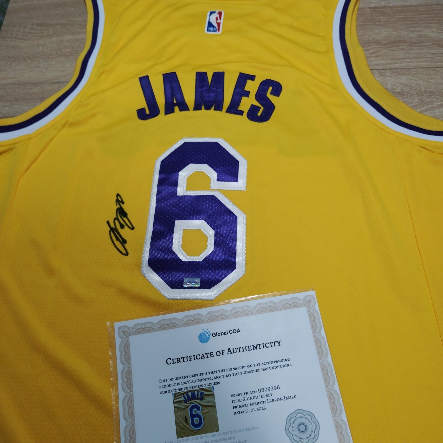 LeBron James Signed Autographed Los Angeles Lakers Yellow Jersey COA