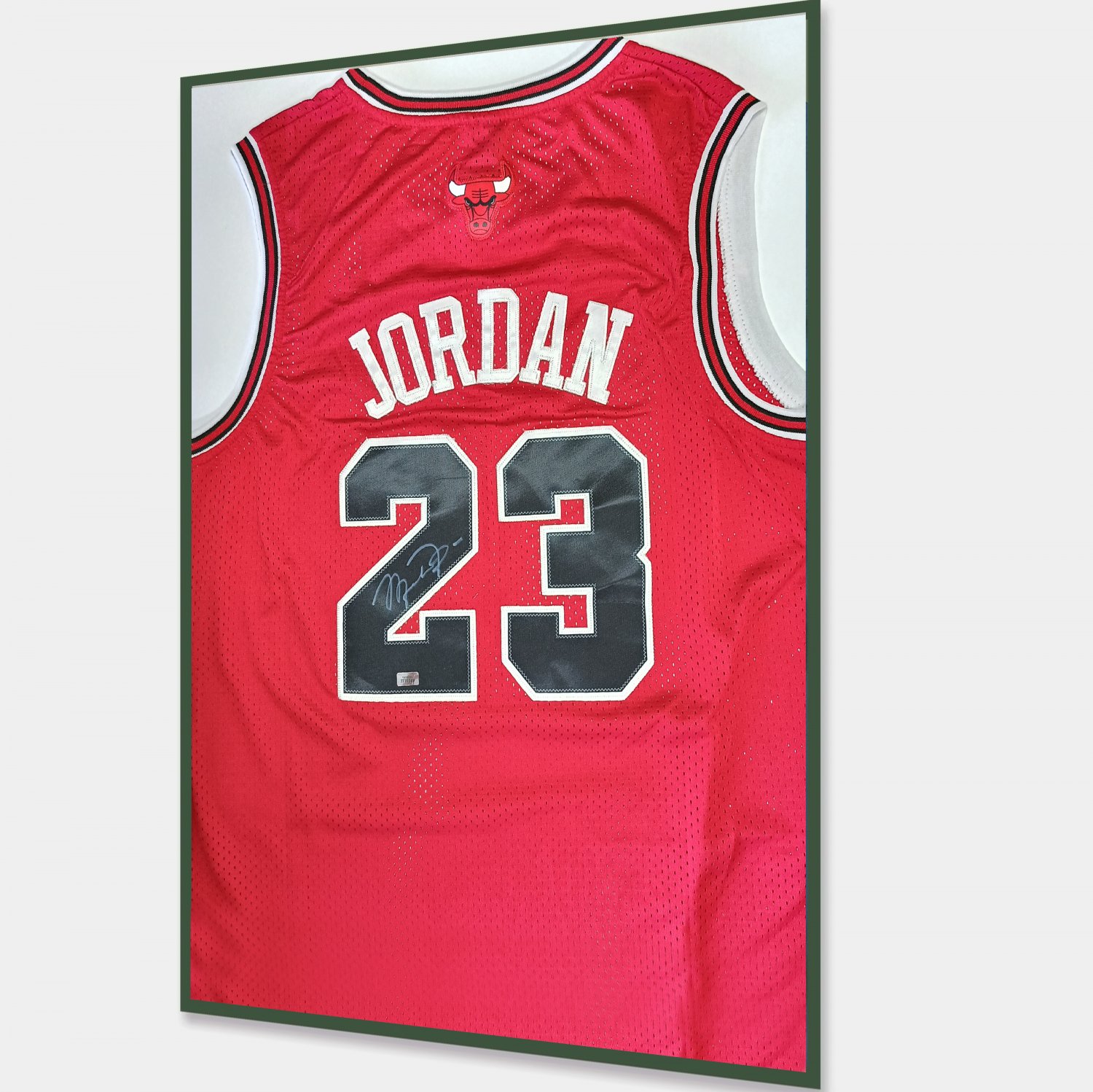 Michael Jordan Signed Framed NBA Chicago Bulls Nike Jersey Red COA