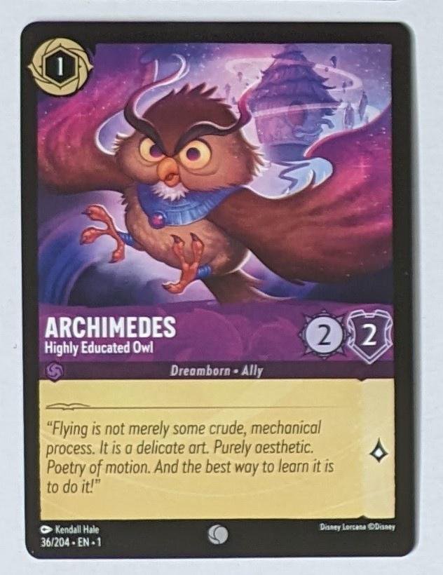 Disney Lorcana Archimedes - Highly Educated Owl 36/204 MINT