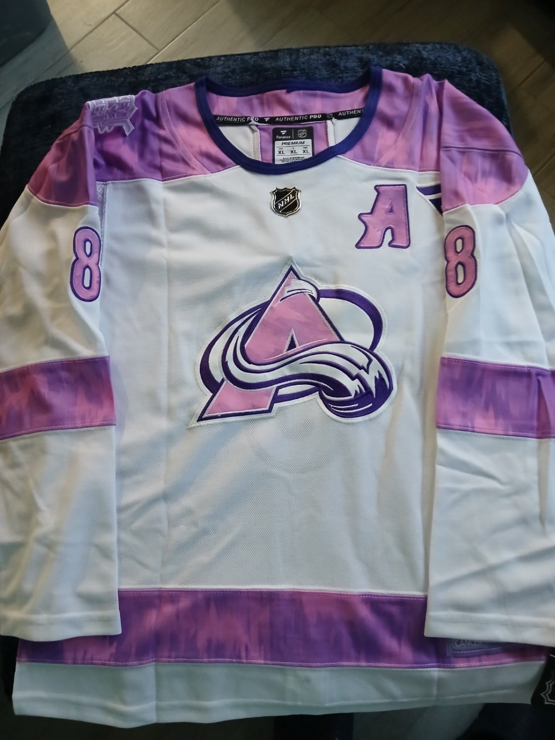 Women's Cale Makar #8 Colorado Avalanche Hockey Fights Cancer Jersey Embroidered
