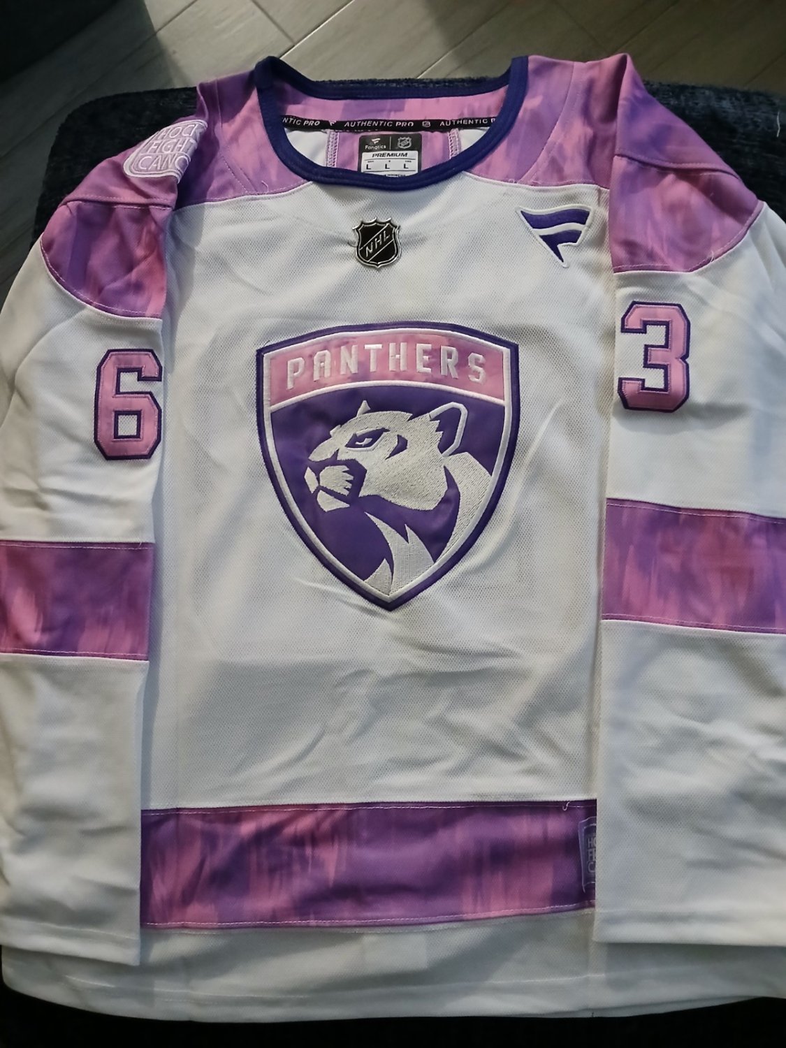 Women's Brad Marchand #63 Florida Panthers Hockey Fights Cancer Jersey