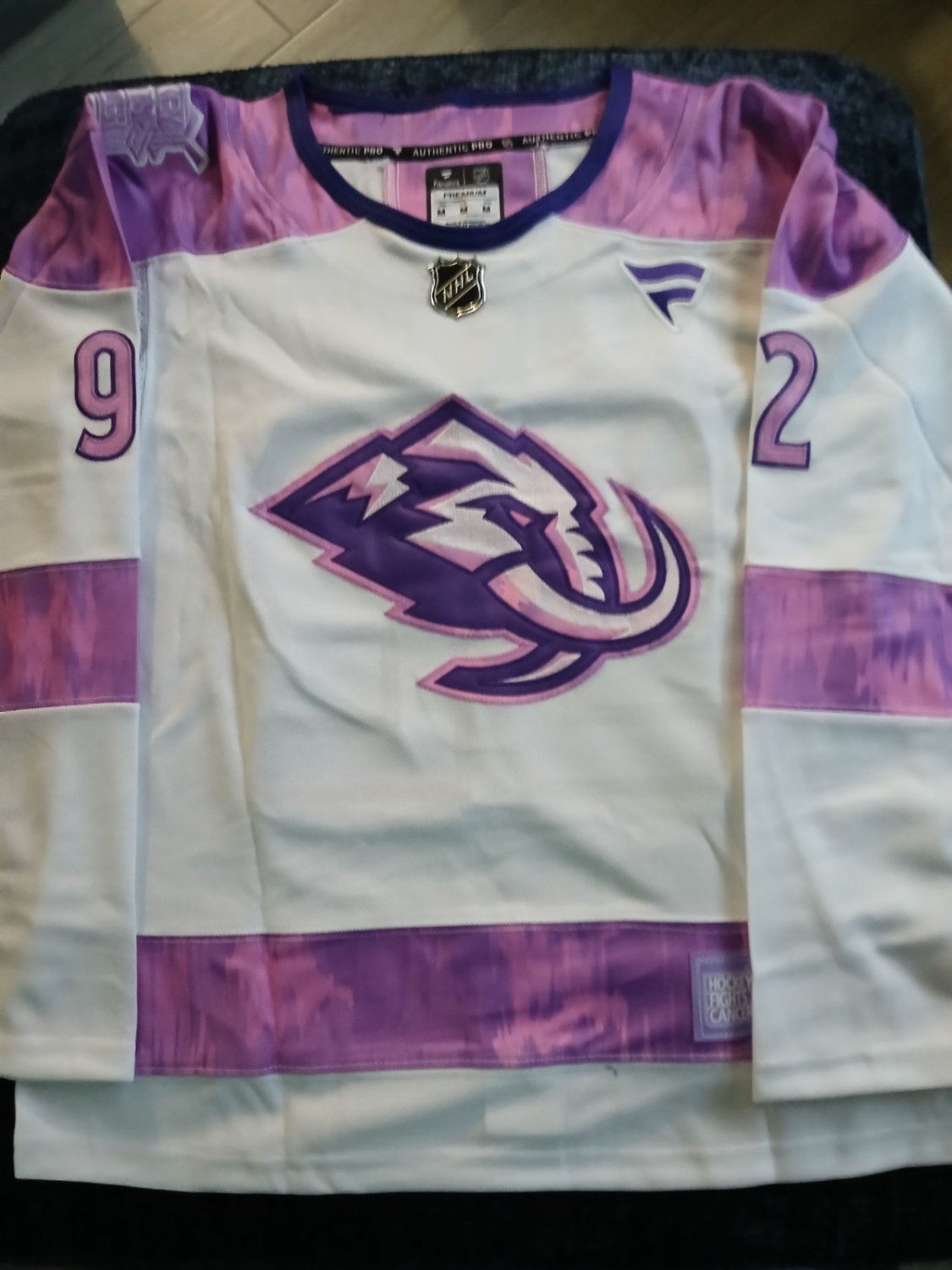 Women's Logan Cooley #92 Utah Mammoth Hockey Fights Cancer Jersey Embroidered