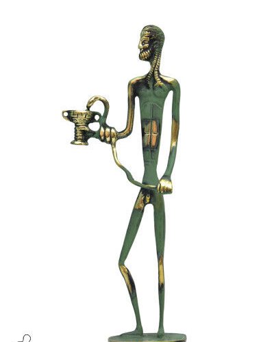 Statue Deity Asklepios with Cup with brass 36cm  x  14cm