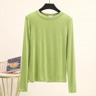 Womens Solid Basic Tshirt O Neck Long Sleeves Autumn Bottoming T-Shirt bright green