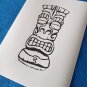 Tiki linocut print