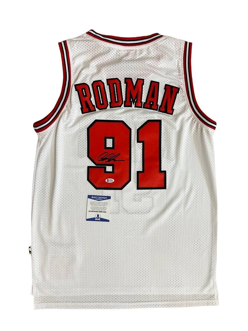 DENNIS RODMAN HAND SIGNED JERSEY CHICAGO BULLS  AUTOGRAPHED BAS COA