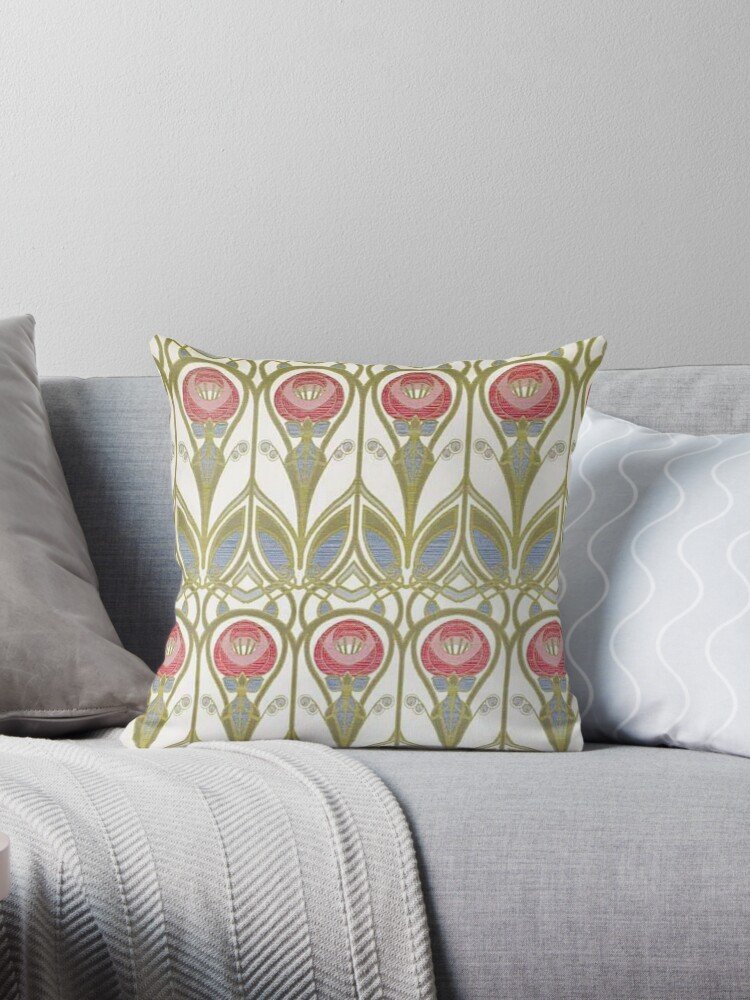 Charles Rennie Mackintosh Flowers Design Pillow