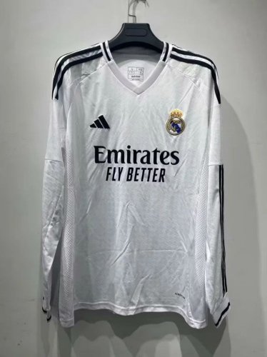 2025 real madrid home white long sleeves soccer jersey