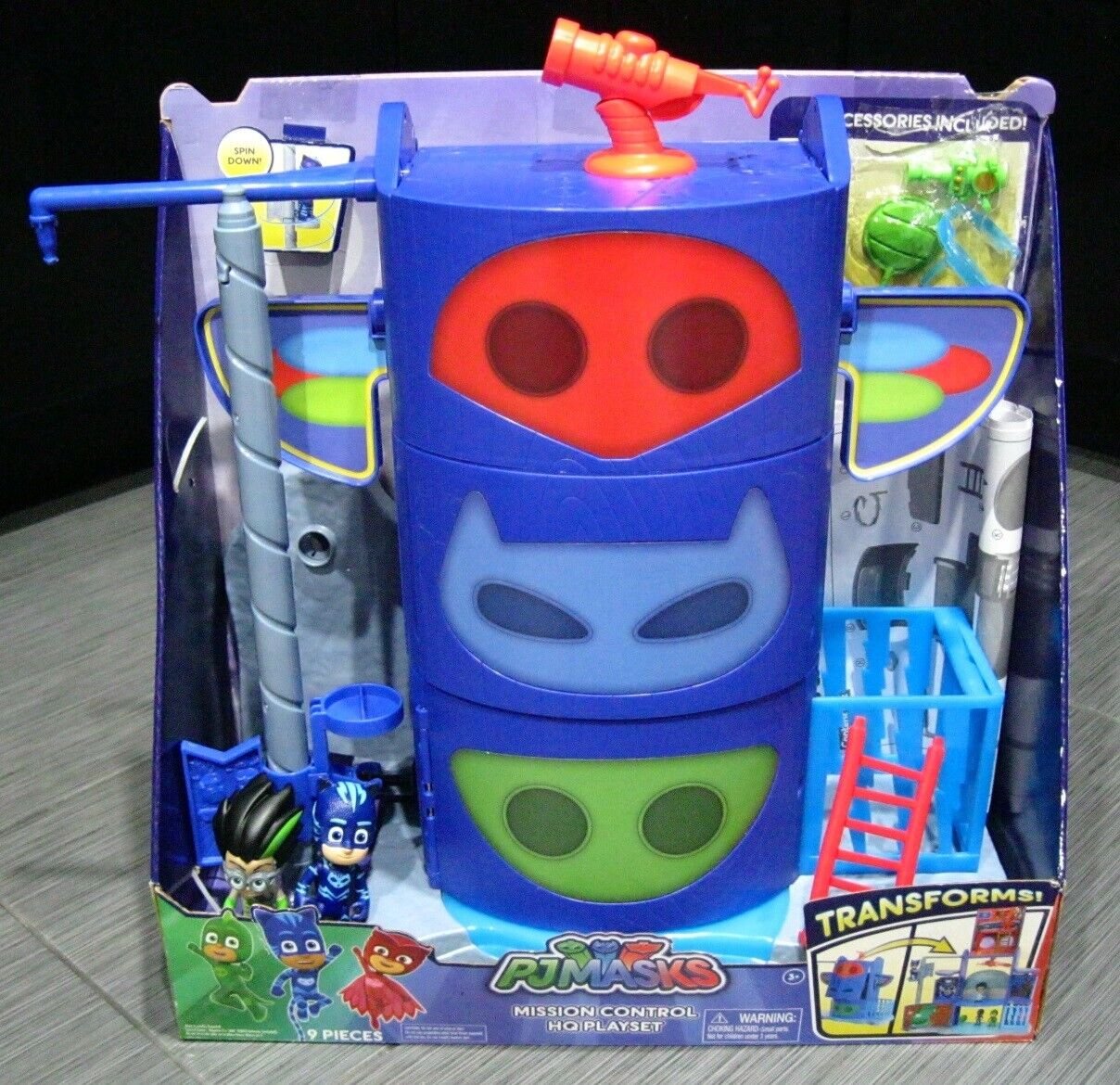 Pj Mask Transforming Mission Control Hq Playset Tower With Catboy Romeo And Box 4434