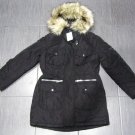 NEW H&M Women's Padded Parka Coat Removable Faux Fur Collar WINTER Black S SMALL