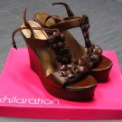 XHILARATION Tafia Cognac BROWN Womens Wedge Shoes High Heel Sandals Size 8 w/BOX